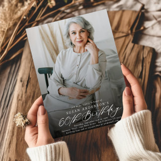 Modernes elegantes 60. Geburtstagsparty-Foto Einladung