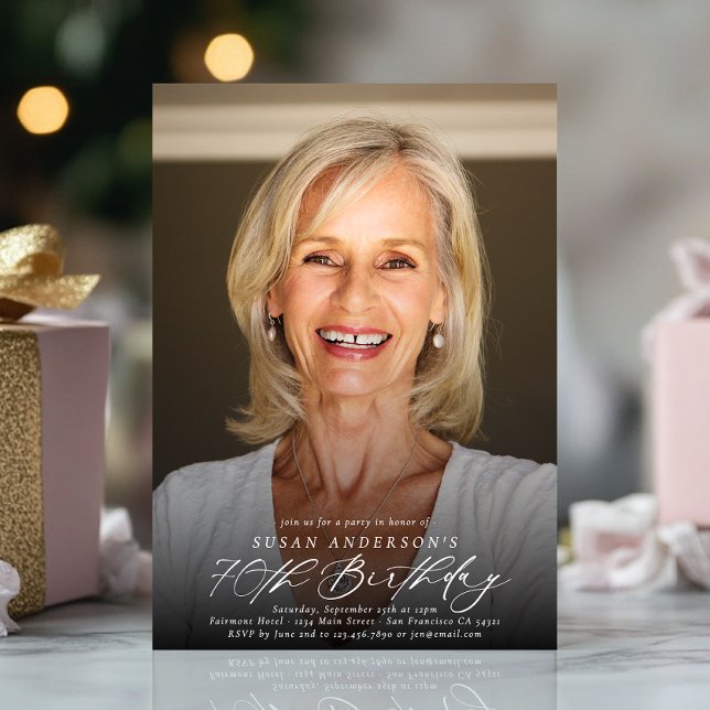 Modernes elegantes 70. Geburtstagsparty-Foto Einladung (Von Creator hochgeladen)