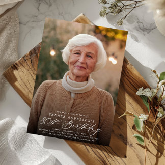 Modernes elegantes 80. Geburtstagsparty-Foto Einladung