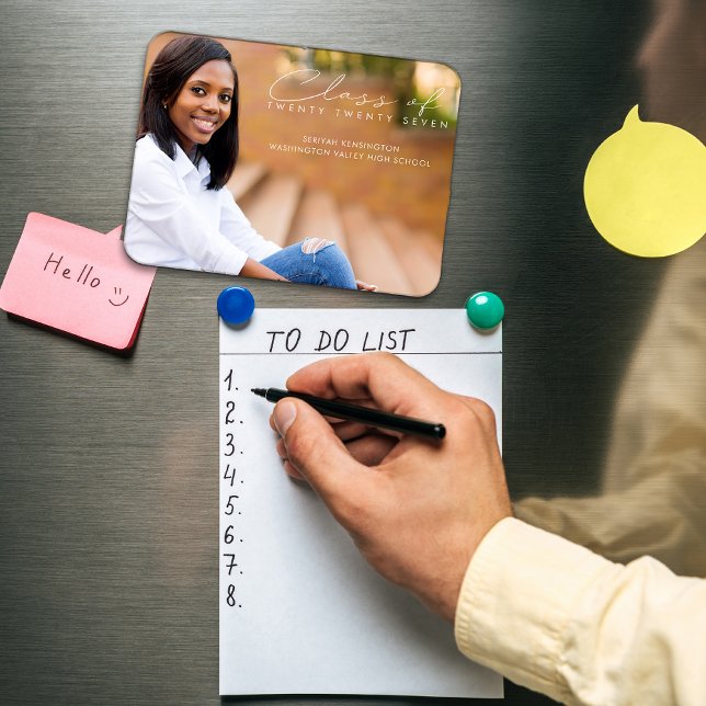 Modernes elegantes Abschluss Script-Foto Magnet (Von Creator hochgeladen)