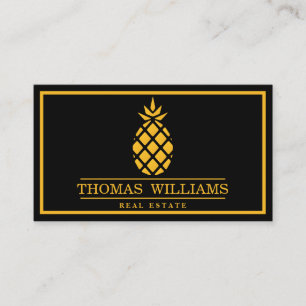 Modernes elegantes Ananas-Logo im schwarzen Hinter Visitenkarte