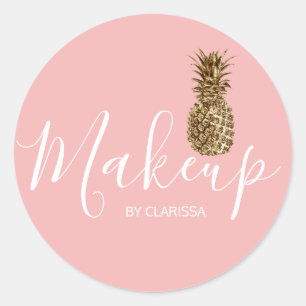 Modernes, elegantes Ananas-Rosa-Make-up Runder Aufkleber