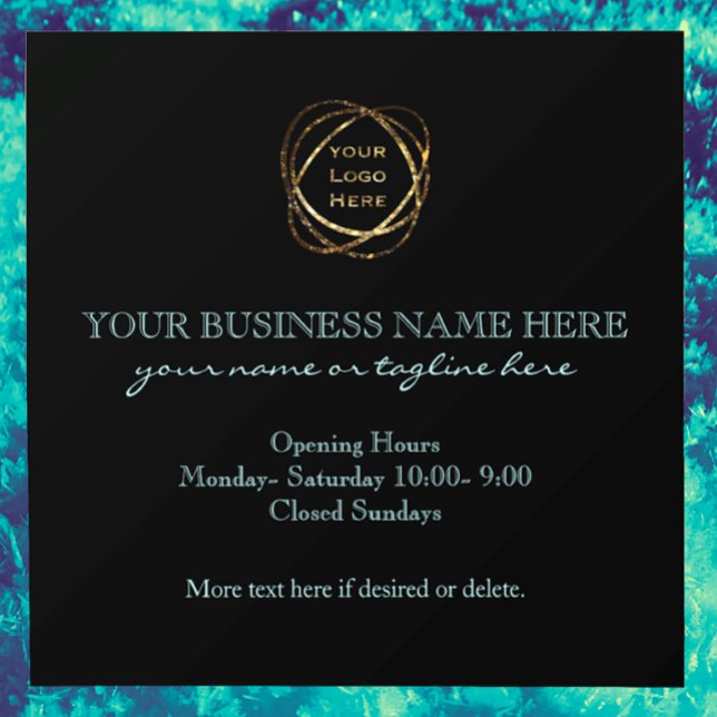 Modernes elegantes Aquamarines Logo für ein benutz Fensteraufkleber (Customize this window cling sign for your business, add your logo, personalize elegant script.)