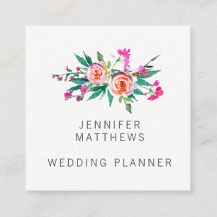 Modernes elegantes Aquarell-Blumenhochzeits-Planer Quadratische Visitenkarte