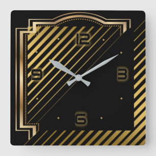 Modernes, elegantes Art Deco Quadratische Wanduhr