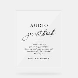 Modernes Elegantes Audio Gästebuch Acrylschild