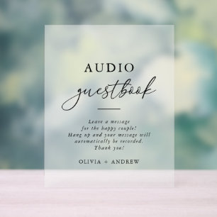 Modernes Elegantes Audio Gästebuch Acrylschild