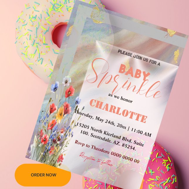 Modernes elegantes Baby Sprinkle Invitation Girl Einladung (baby sprinkle card)