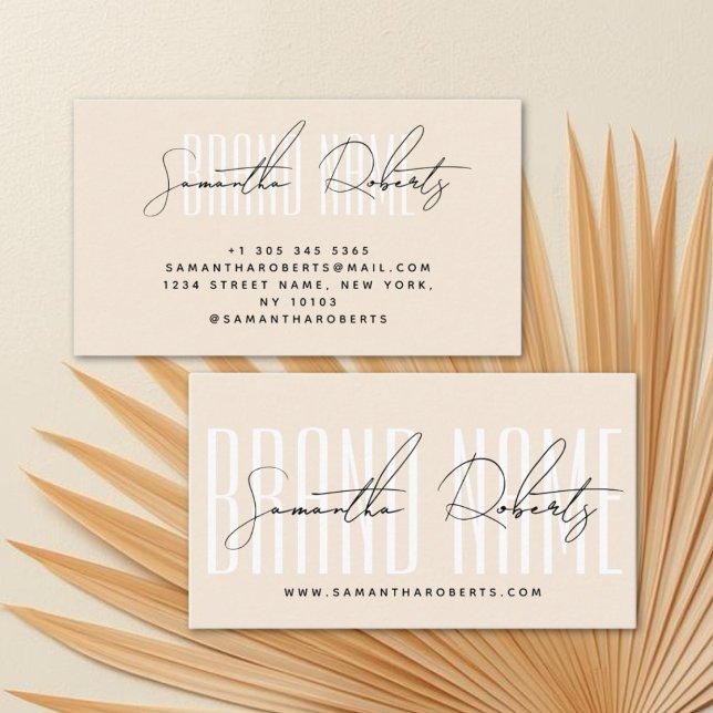Modernes, elegantes Beige mit Markenzeichen Visitenkarte (Von Creator hochgeladen)