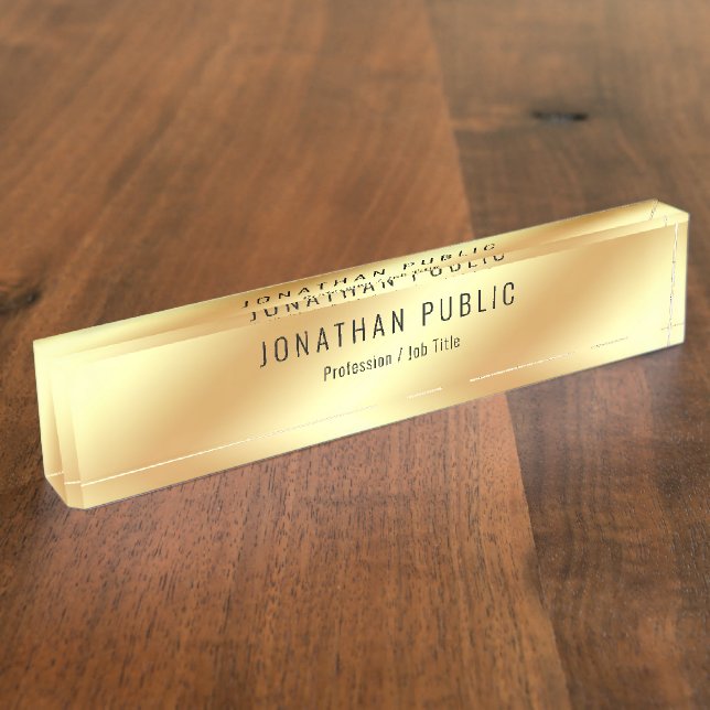 Modernes, elegantes Berufliches Template in Gold-L Namensplakette (Seite)