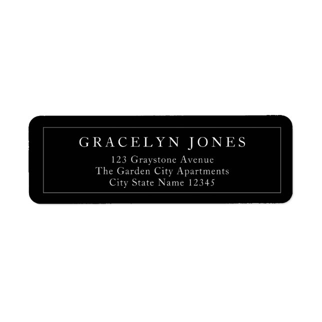 Modernes, elegantes Black Address Label (Vorne)
