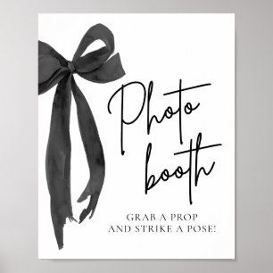 Modernes elegantes Black Bow Foto Booth Sign Poster