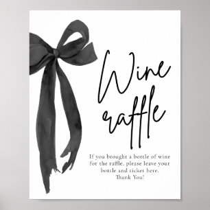 Modernes Elegantes Black Bow Raffle Spielzeichen Poster