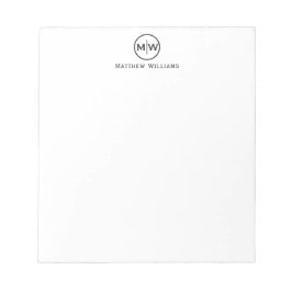 Modernes elegantes Black Circle Two Monogram Notizblock