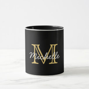 Modernes elegantes Black Gold handgeschriebenes Mi Tasse