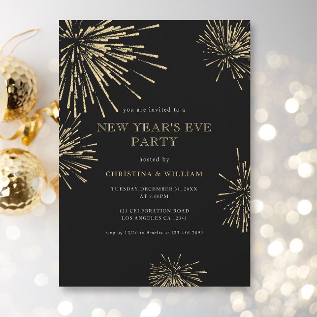 Modernes elegantes Black Gold New Year's Eve Party Einladung (Von Creator hochgeladen)