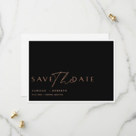 Modernes & elegantes Black & Rose Blush Gold Scrip Save The Date
