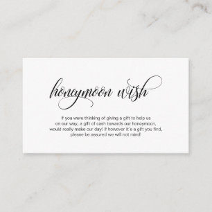 Modernes, elegantes Black Script Wedeymoon Wish Begleitkarte