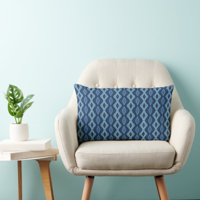 Modernes Elegantes blaues Jay Abstraktes Kunstmust Lendenkissen (Stuhl )