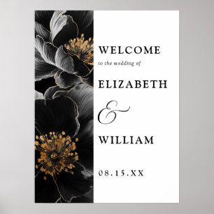Modernes elegantes Blumenchic Hochzeitszeichen Poster