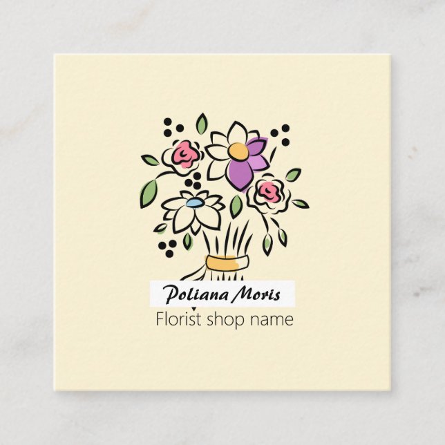Modernes elegantes Bouquet Florist Quadratische Visitenkarte (Vorderseite)
