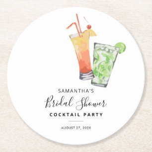 Modernes elegantes Brautparty Cocktail Party Runder Pappuntersetzer