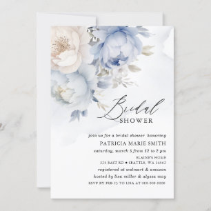 Modernes, elegantes Brautparty von Dusty Blue Flor Einladung