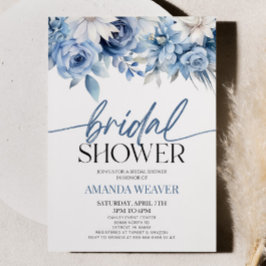 Modernes, elegantes Brautparty von Dusty Blue Flor Einladung