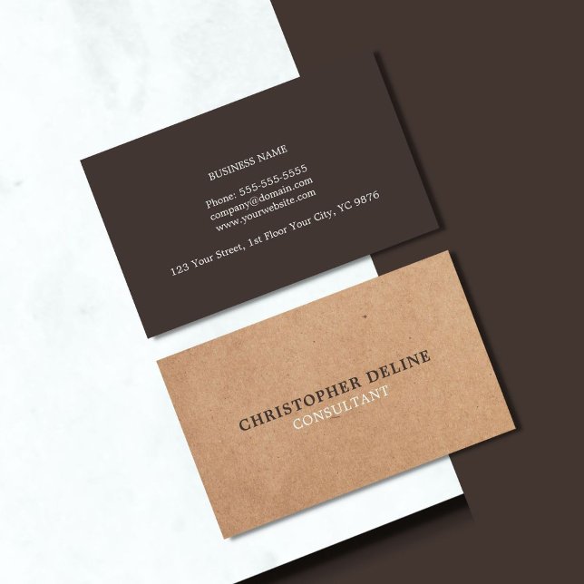 Modernes, elegantes Brown Printed KraftPaper Consu Visitenkarte (Von Creator hochgeladen)
