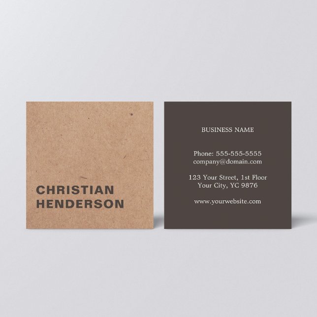 Modernes elegantes Brown White Kraft Paper Consult Quadratische Visitenkarte (Von Creator hochgeladen)