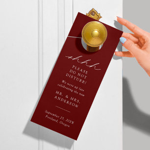 Modernes elegantes Burgund stört Hochzeiten nicht Türanhänger