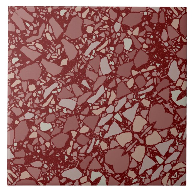 Modernes Elegantes Burgund Terrazzo Fliese (Vorderseite)