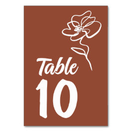 Modernes & elegantes Burnt Orange Blumendesign Tischnummer