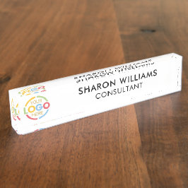 Modernes elegantes Büro für Schwarz-Weiß-Firmenlog Namensplakette