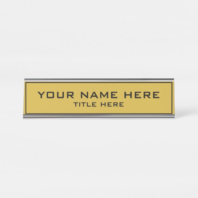 Modernes elegantes Büro-Goldgoldener Hintergrund Schreibtischnamensplakette (Vorderseite )