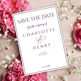Modernes, elegantes Callighraphy-Script mit Lila A Save The Date