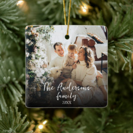 Modernes, elegantes Calligrafy Family Foto Keramikornament