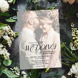 Modernes elegantes Calligrafy Foto Wedding White Einladung