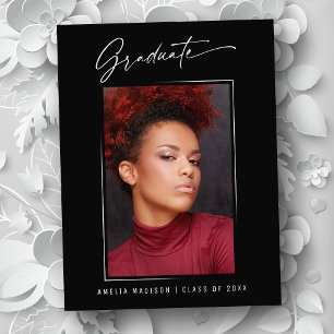 Modernes Elegantes Calligrafy Ink Script Grad Foto Postkarte