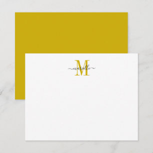 Modernes, elegantes, Chic Script Mustard Gold Mono Mitteilungskarte