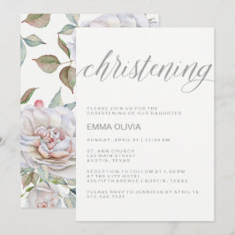 Modernes Elegantes Christening | Zarter Rücken Einladung