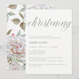 Modernes Elegantes Christening   Zarter Rücken Einladung