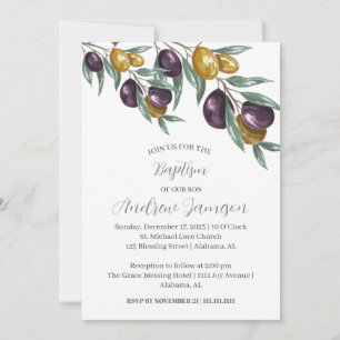 Modernes elegantes Christliches Blumenkreuz   Tauf Einladung