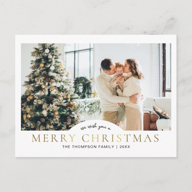 Modernes Elegantes Classic Gold Frohe Weihnachten  (Vorderseite)