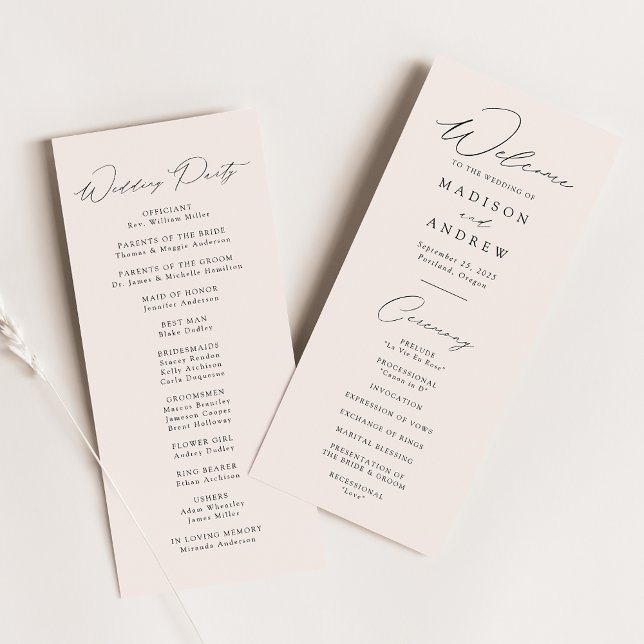 Modernes, elegantes Cream-Hochzeitsprogramm (Von Creator hochgeladen)