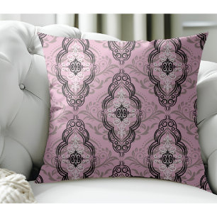 Modernes elegantes Damasket-Muster hellrosa Kissen