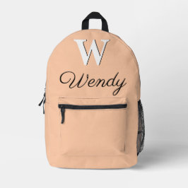 Modernes elegantes Deep Peach Monogramm Bedruckter Rucksack