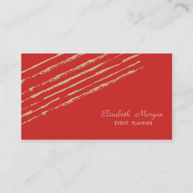 Modernes Elegantes Design,Glitzer Streifen,Rot Visitenkarte (Vorderseite)