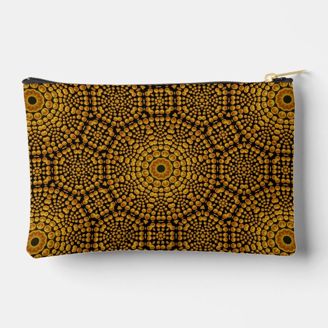 Modernes elegantes Design Gold & Black Dot Art Mus Zubehörtasche (Rückseite)