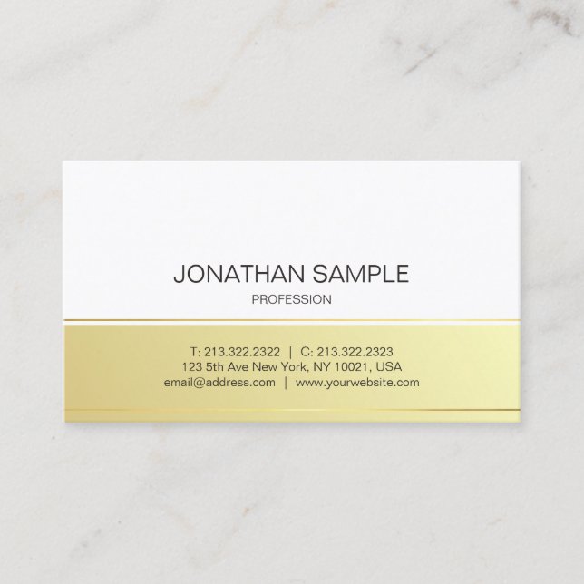 Modernes elegantes Design Gold Schlicht Beruflich  Visitenkarte (Vorderseite)